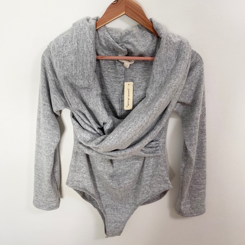NWT Painted Threads gray cowl neck bodysuit